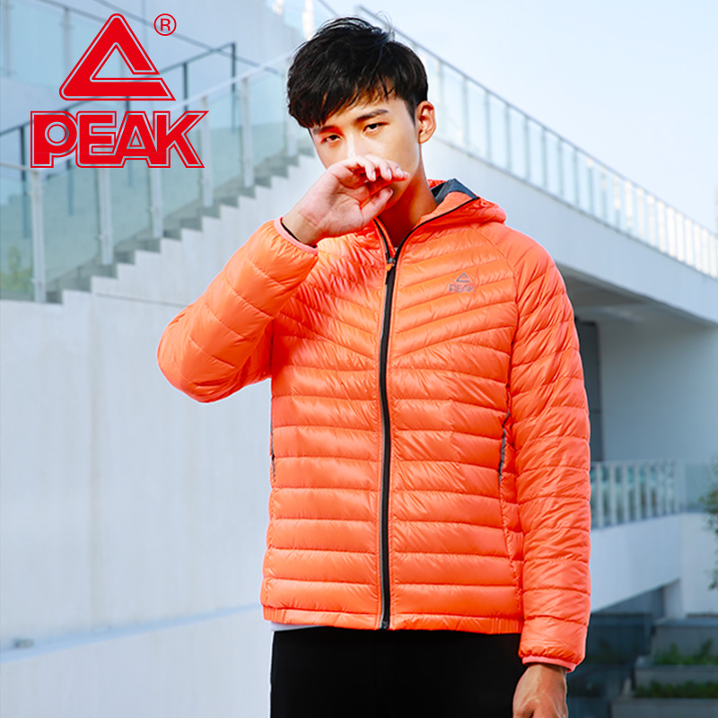 PEAK Fashion Hooded Down jacket New Men's Warm Jacket Sports Windproof Sportswear Men's Autumn