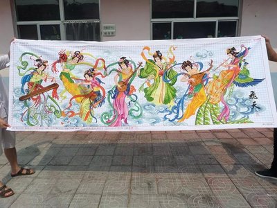 纯手工十字绣成品飞天七仙女敦煌人物系列客厅装饰挂画书房挂图
