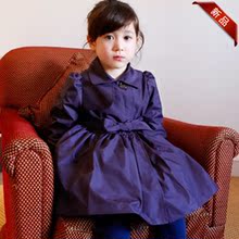韩国童装2014女童秋冬新款 加厚蕾丝公主长款裙式风衣儿童外套