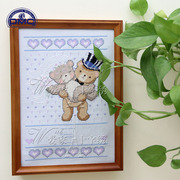 法国DMC十字绣 套件 专卖 杂志-婚礼小熊  带相框　成品实拍