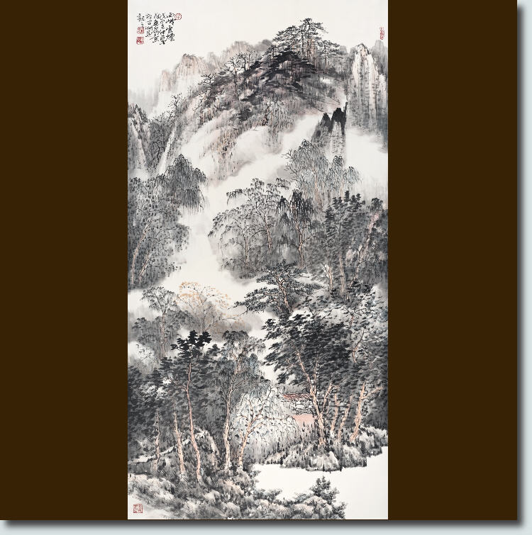 现代精品画客厅玄关装饰画西冷云烟水墨画三尺中堂山水画国画