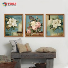 diy数字油画三联三拼手工风景手绘减压填充填色油彩画欧式装饰画