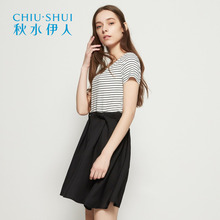 清秋水伊人夏装新品女装显瘦修身圆领连衣裙裙子女图片