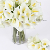 样板间装 乳白色PU把束马蹄莲白掌 Lancol蓝可高档仿真花 饰花假花