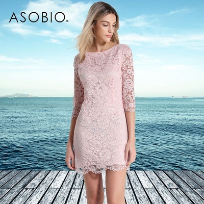 aso bio 早秋蕾丝连衣裙 中裙假两件裹胸镂空半身裙夏女