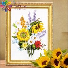 卡菲兰丝带绣新款 挂画客厅新手刺绣diy向日葵钻石画立体十字绣
