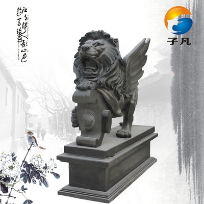 子凡石雕欧式狮子一对青石雕刻西方石狮子酒店门口狮子雕塑CHR153