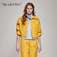 beartwo 外套 短款宽松风衣外套 长袖外套单排扣女 BC7S803200图片