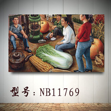 怀旧东北烧烤火锅店民俗农家乐饭店装饰画北方乡农村田园农民丰收