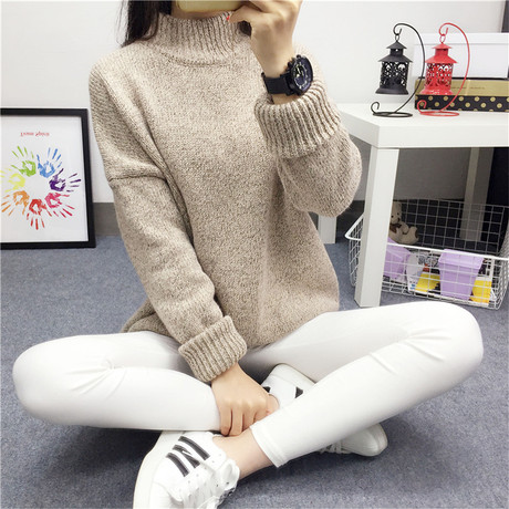 高领套头毛衣女装加厚冬天针织衫学生冬季外套女秋冬装宽松潮韩版商品大图