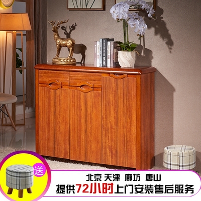 特价中式实木鞋柜大容量双开门家用玄关柜经济型多层客厅储物鞋柜