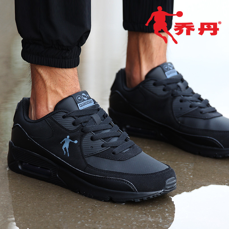 Jordan Men's Air Cushion Shoes Summer Shock Absorbing Travel Shoes 2019 Leather Casual Shoes Student Running Shoes Black Sports Shoes