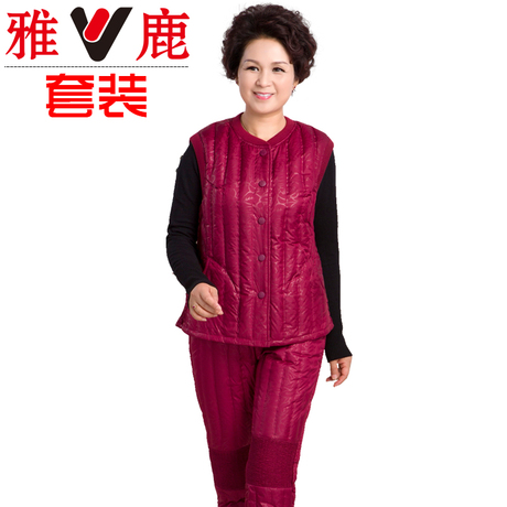 正品雅鹿中老年羽绒内胆套装女冬保暖鸭绒羽绒服马甲坎肩护膝套装商品大图