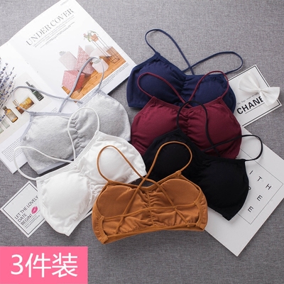 美背内衣女无钢圈学生高中少女薄款打底文胸性感裹胸抹胸带胸垫秋