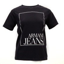 ARMANI JEANS 藏青色棉氨材质经典字母印花女士短袖T恤 银泰图片