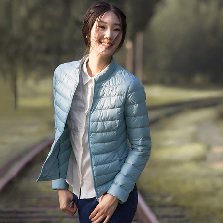 裂帛所在2017冬装小立领修身轻薄白鸭绒羽绒服保暖外套女53150213商品大图