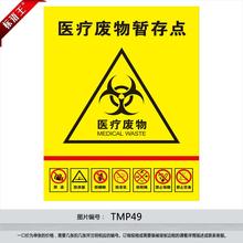 贴画TMP49 医疗废物暂存点 医院垃圾分类标志标识贴纸 垃圾桶标贴
