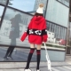秋冬女装韩版字母bf风中长款金丝绒卫衣裙加绒加厚保暖连帽卫衣潮