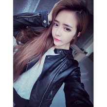 2018春装新款女式皮衣修身显瘦外套短款女皮衣机车休闲女装皮夹克图片