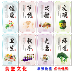 食堂文化标语墙贴餐厅文明礼仪宣传口号挂画餐饮节约粮食海报贴