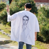 代购 宽松落肩五分短袖 OVERSIZE素描主题大码 东大门韩国男装 T恤TEE