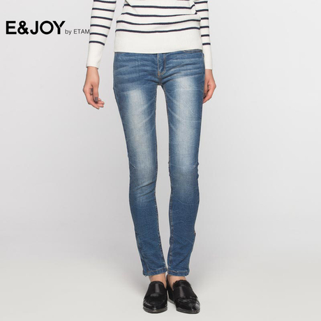 艾格 E&joy 2017春季新品水洗磨白修身牛仔裤D61商品大图
