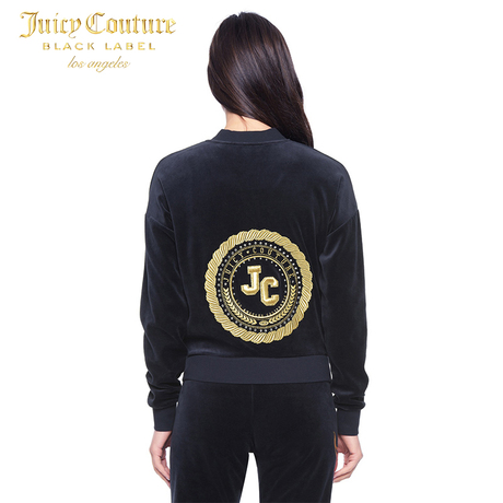 Juicy Couture宽松天鹅绒字母图案长袖卫衣夹克外套商品大图