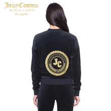 Juicy Couture宽松天鹅绒字母图案长袖卫衣夹克外套图片