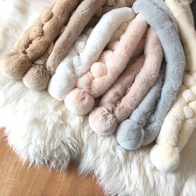 兔毛围巾围脖女韩版獭兔毛皮草冬季保暖小儿童毛毛交叉毛领濑兔毛