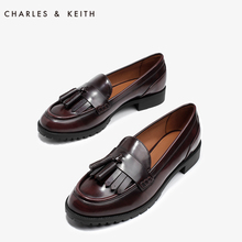CHARLES&KEITH单鞋女CK1-70380530复古流苏小圆头平底英伦乐福鞋