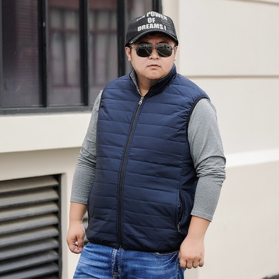 胖人轻薄夹棉马甲男加肥加大码胖子冬季保暖背心肥佬坎肩马夹外套