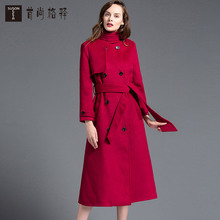 【预售】首尚格释2016冬款女宽松双排扣羊毛外套高领大衣WT-W371图片