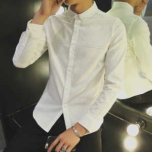 衬衫男长袖修身韩版男士衬衣