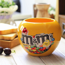 饼干罐 收纳罐 茶叶罐 陶瓷 M&M MM豆巧克力豆M豆公仔 包邮