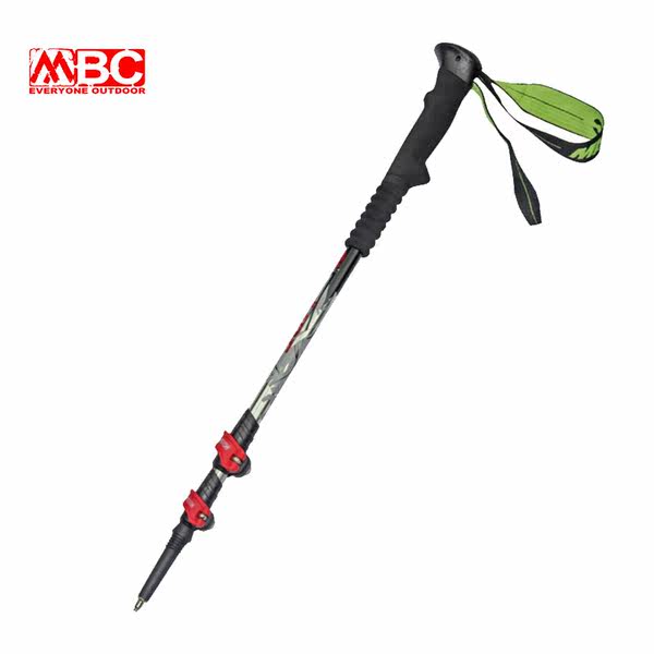 MBC铝合金登山杖轻量外锁登山杖三节伸缩杖户外徒步爬山装备M372Q