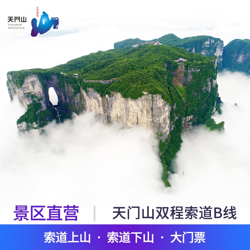 [张家界天门山国家森林公园-B线游览套票]天门洞索道上山—天门山索道下山