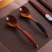 楠木汤勺日式缠线饭勺楠木餐具长柄木勺家用勺子饭勺创意实木调羹