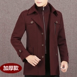 反季特价韩版青年男士加厚羊毛呢大衣中年商务男装立领毛呢夹克男
