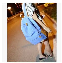 免邮 小清新糖果色波点帆布双肩包日系休闲学生书 流行潮流女包 韩版