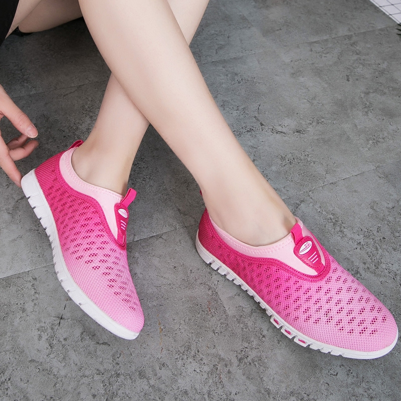 Huili Women's Shoes, Casual Mesh Shoes, Summer New Versatile and Breathable One Step Mesh Shoes, Sports Running Mesh Shoes