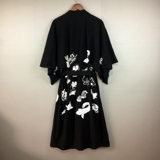 春夏新款棉麻风衣男浮世绘妖怪印花和服中国风宽松长款过膝开衫男