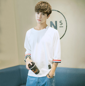 夏季韩版圆领宽松七分袖T恤