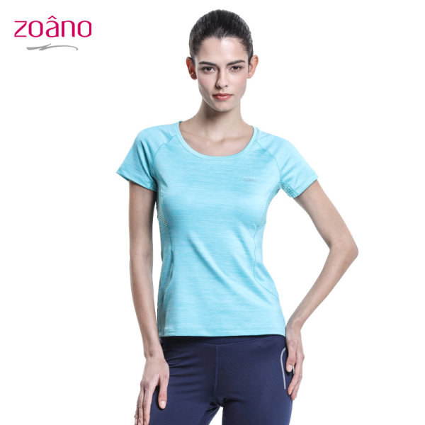 zoano佐纳 春季女士上衣圆领瑜伽服速干健身服运动T恤短袖女
