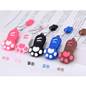 u盘64G可爱u盘卡通迷你个性猫爪刻字定制高速防水学生电脑优盘64g