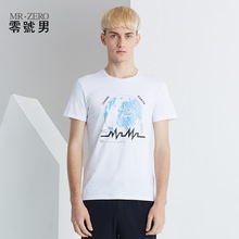 零号男 夏季新款男式短袖全棉 舒适吸汗短袖t恤时尚卡通印花现货
