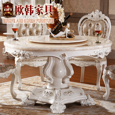 大理石餐桌欧式白色圆形餐桌双十二