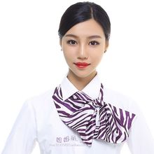 百变魔术丝巾女工作春秋冬季职业装小方巾银行空姐围巾深紫色波纹