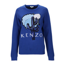 KENZO/高田贤三 浅灰色纯棉串珠刺绣女士长袖上衣银泰图片
