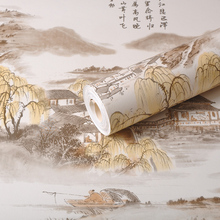 饰纸 中国风复古风景山水画拍摄背景纸背景仿布玉器茶具饰品拍照装
