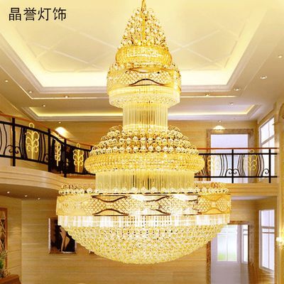 金色复式客厅大吊灯楼中楼中空长吊灯酒店别墅大厅楼梯吊灯TOD743